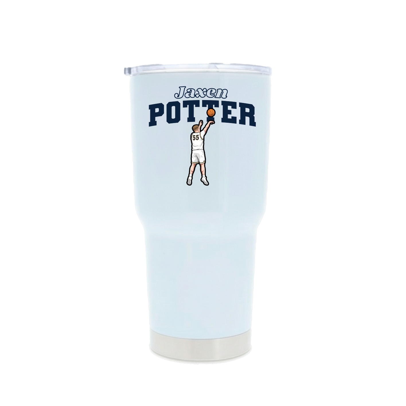 30oz Stainless Steel Tumbler — Name Arch in White