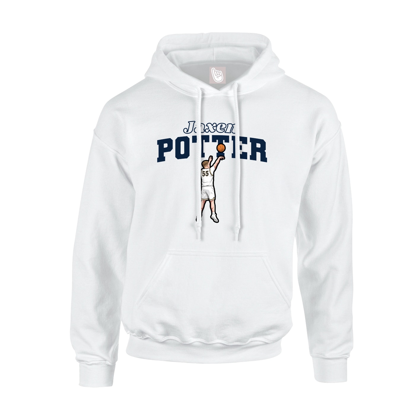 Youth Hoodie — Name Arch in White
