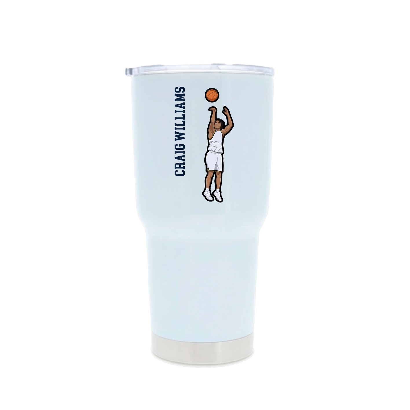 30oz Stainless Steel Tumbler — Name Vertical in White