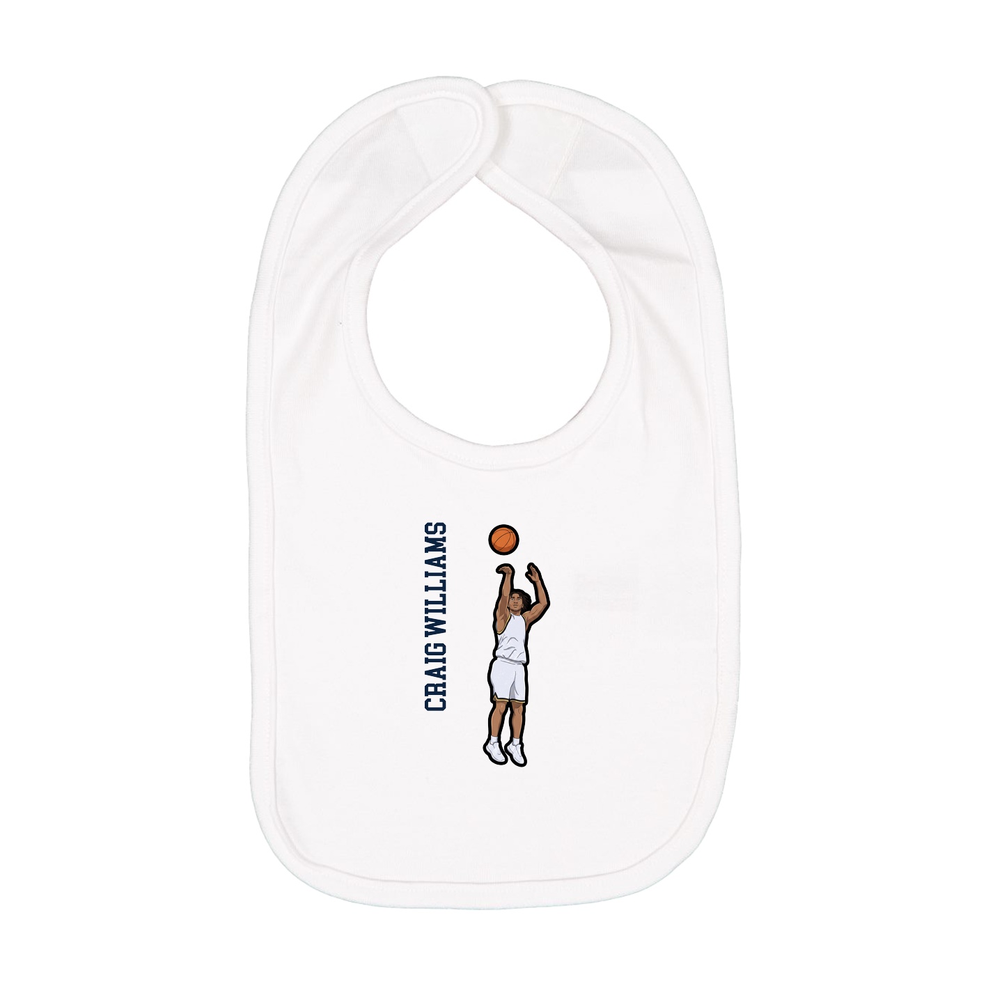 Infant Bib — Name Vertical in White