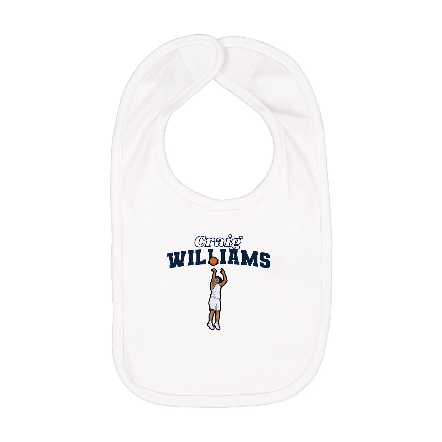 Infant Bib — Name Arch in White
