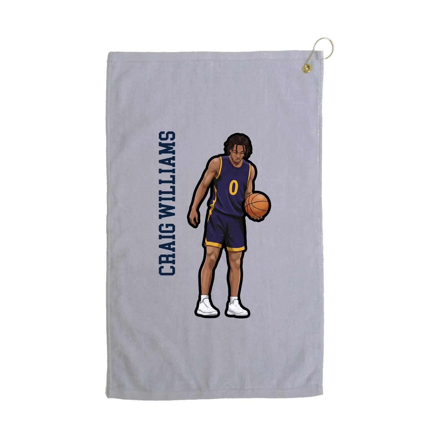 Golf Towel — Name Vertical in Grey