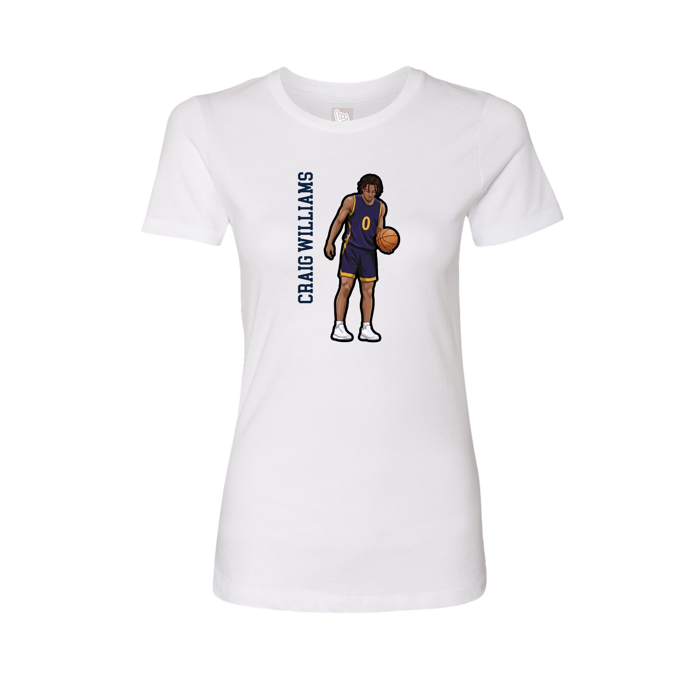 Fitted Women's Tee — Name Vertical in White