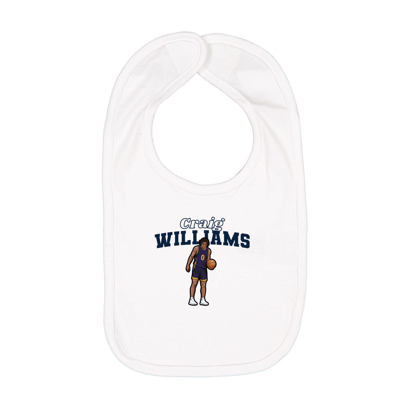 Infant Bib — Name Arch in White