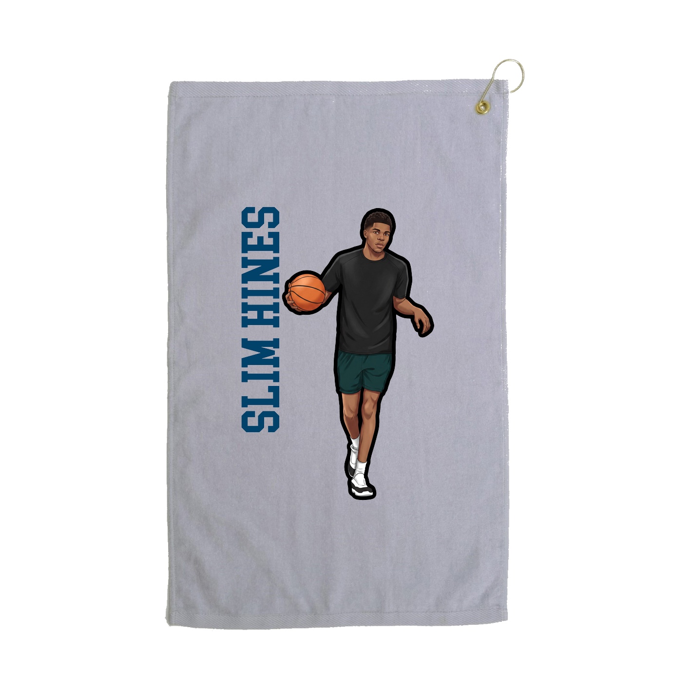 Golf Towel — Name Vertical in Grey