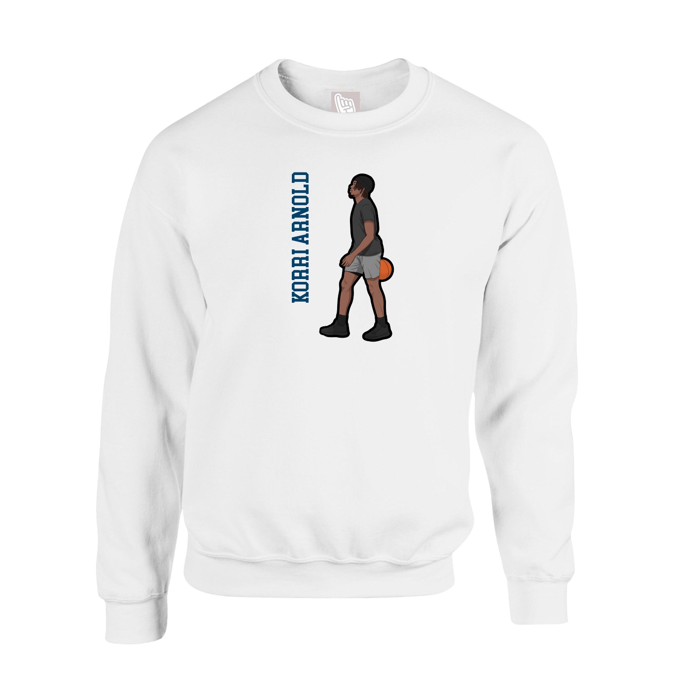 Fleece Crew — Name Vertical in White