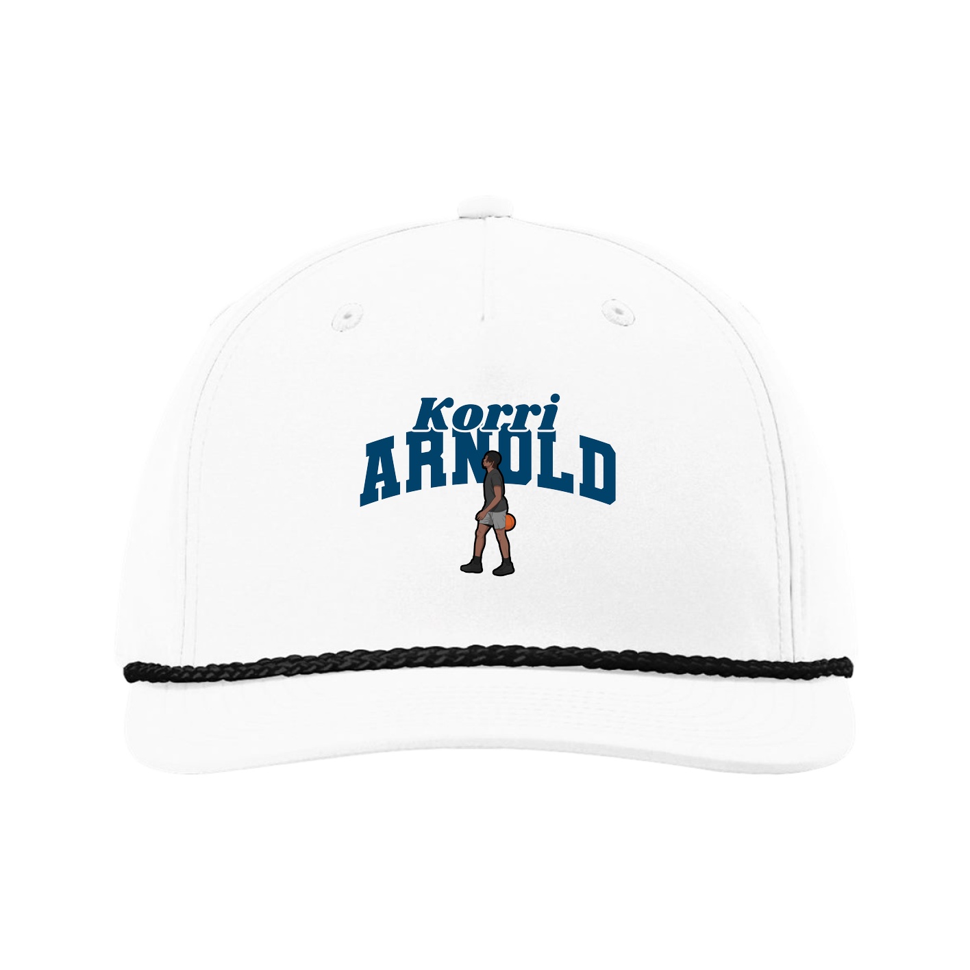 Five-Panel Classic Rope Cap — Signature Arch in White
