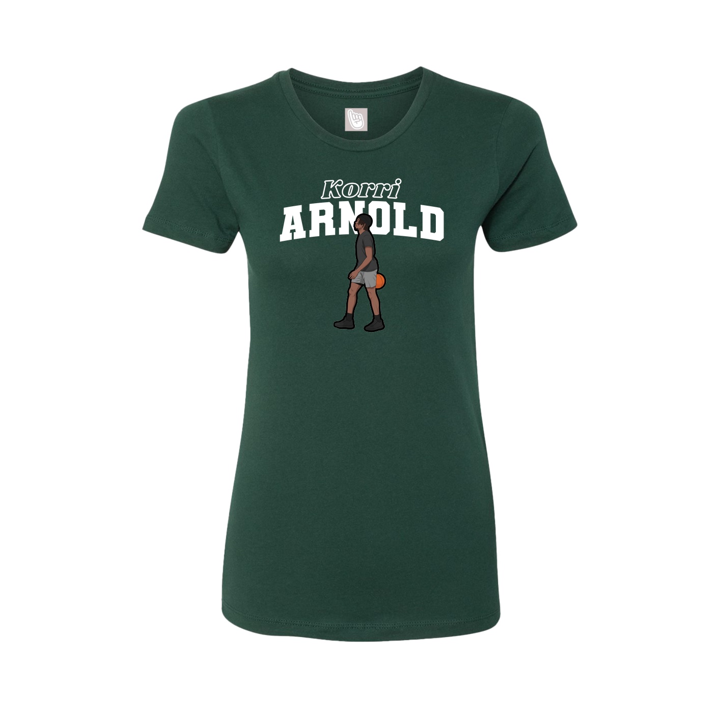 Fitted Women's Tee — Name Arch in Green