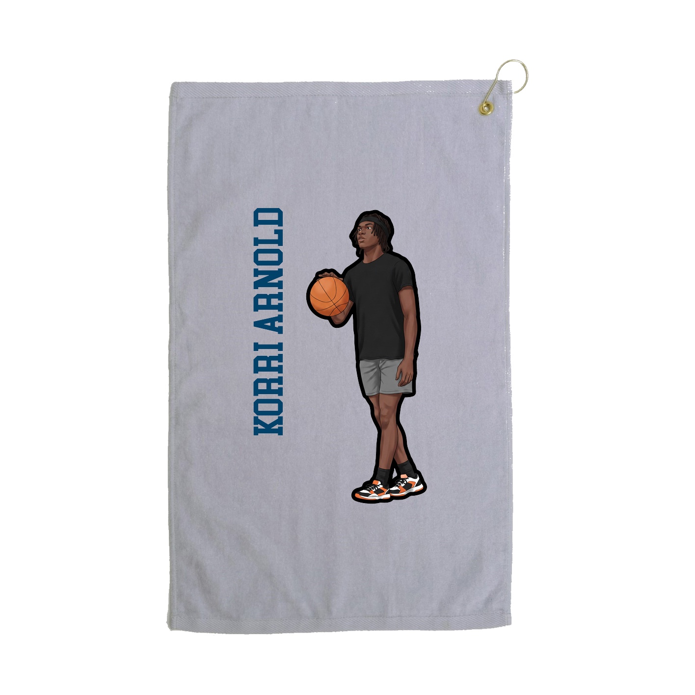 Golf Towel — Name Vertical in Grey