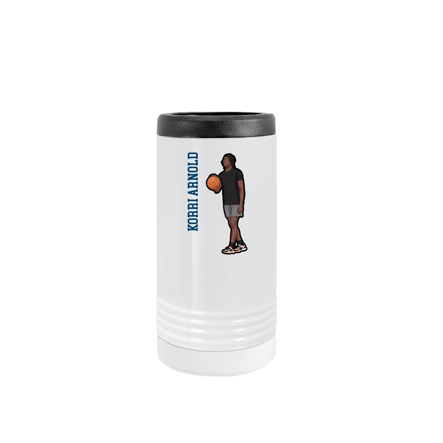 Slim Beverage Holder — Name Vertical in White
