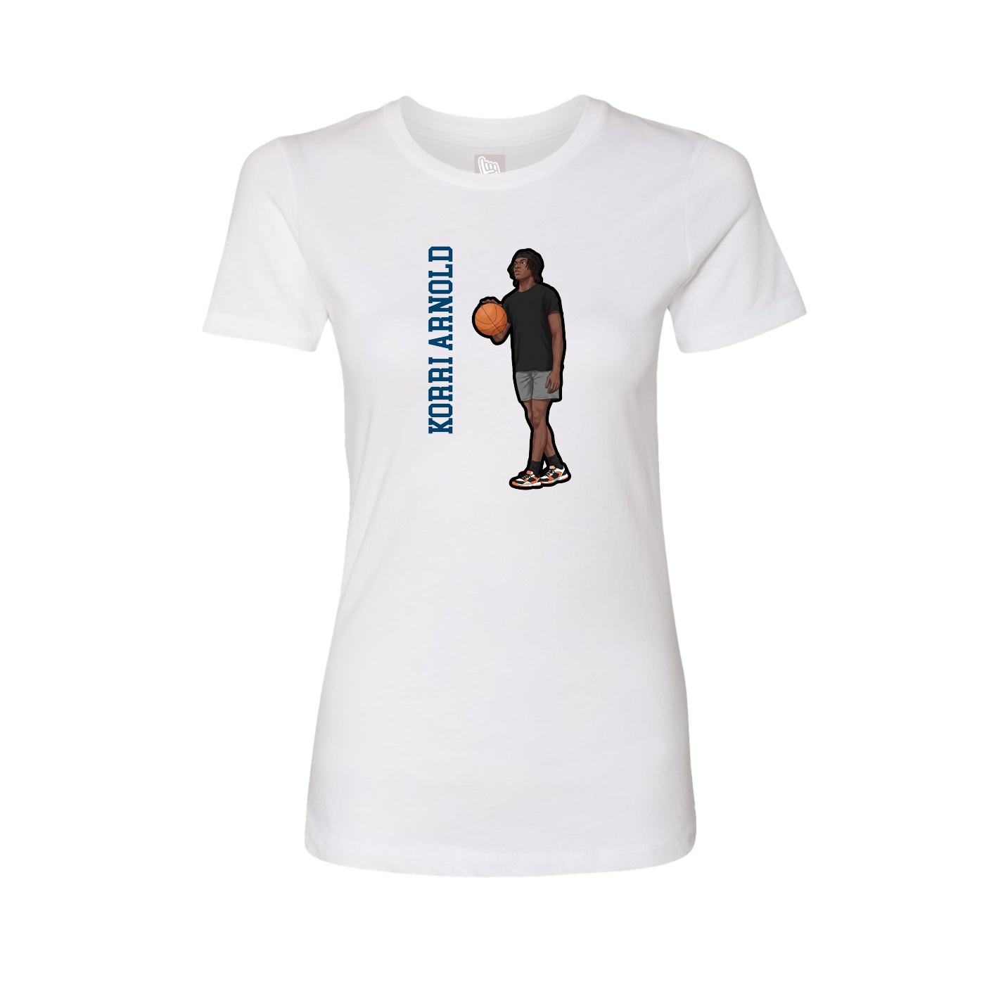 Fitted Women's Tee — Name Vertical in White