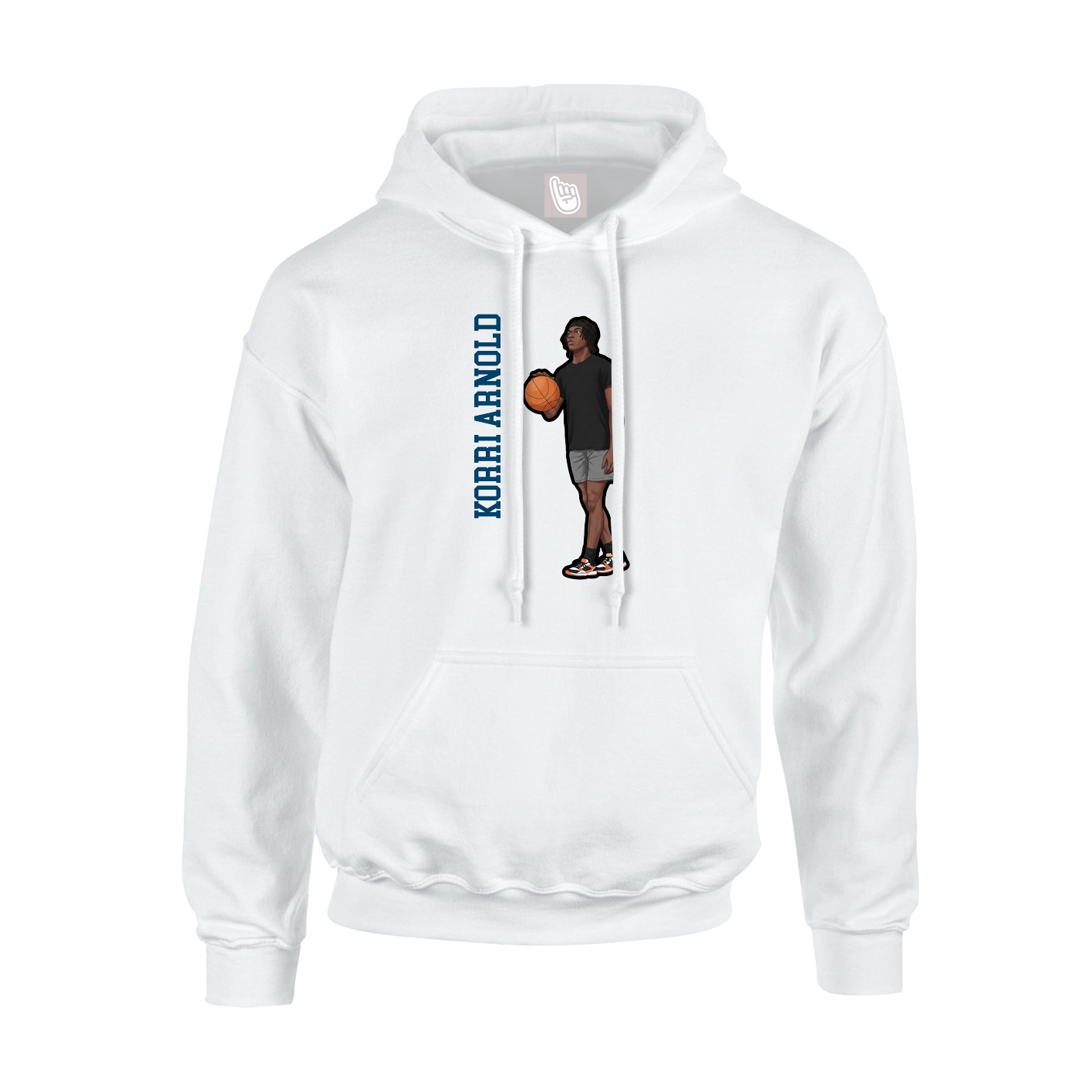 Youth Hoodie — Name Vertical in White