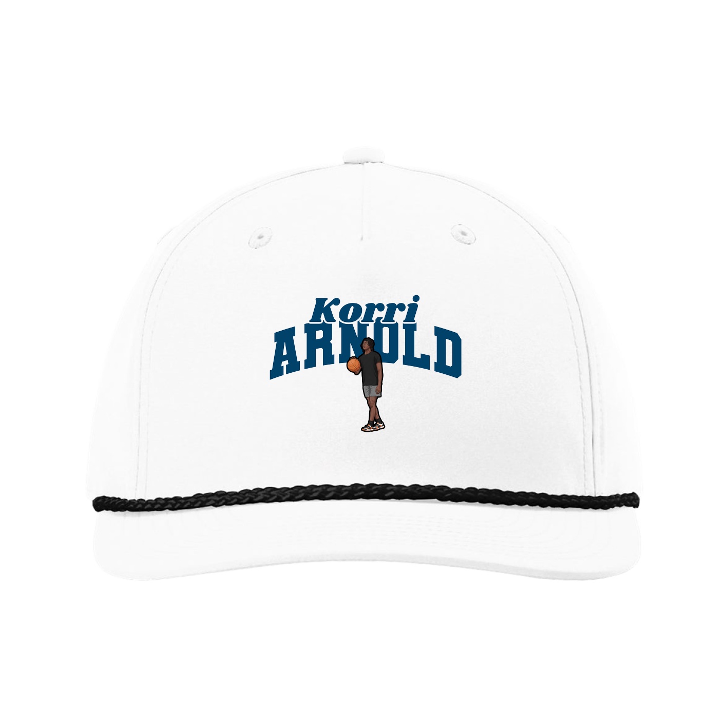 Five-Panel Classic Rope Cap — Signature Arch in White