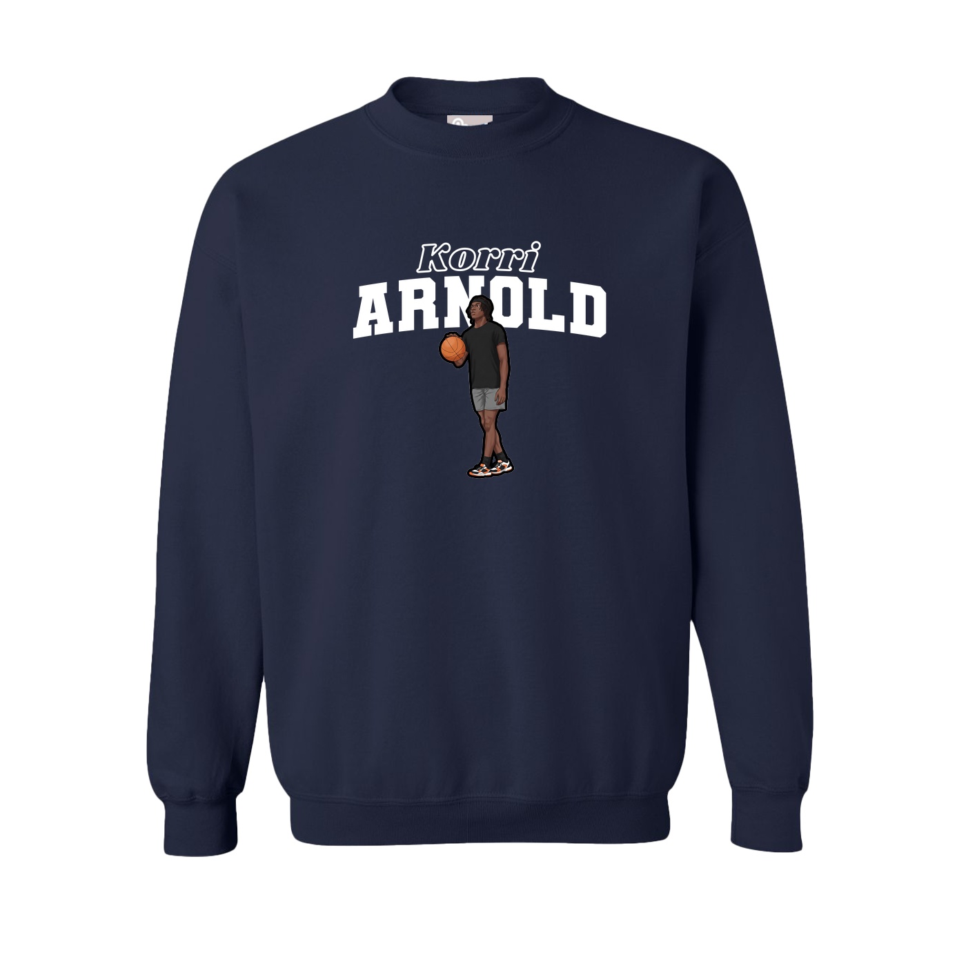 Fleece Crew — Name Arch in Navy