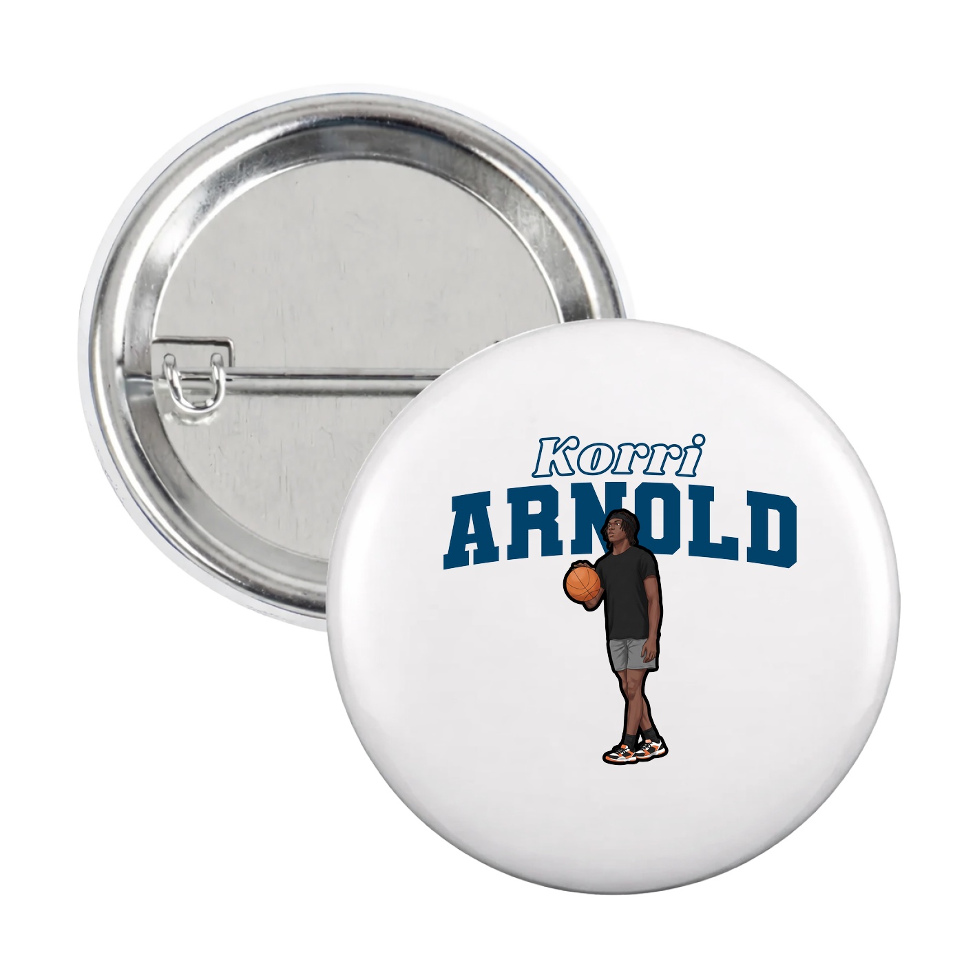 Game Day Button — Name Arch in White