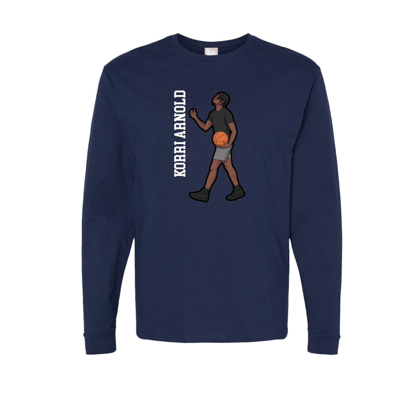 Long Sleeve Tee — Name Vertical in Navy