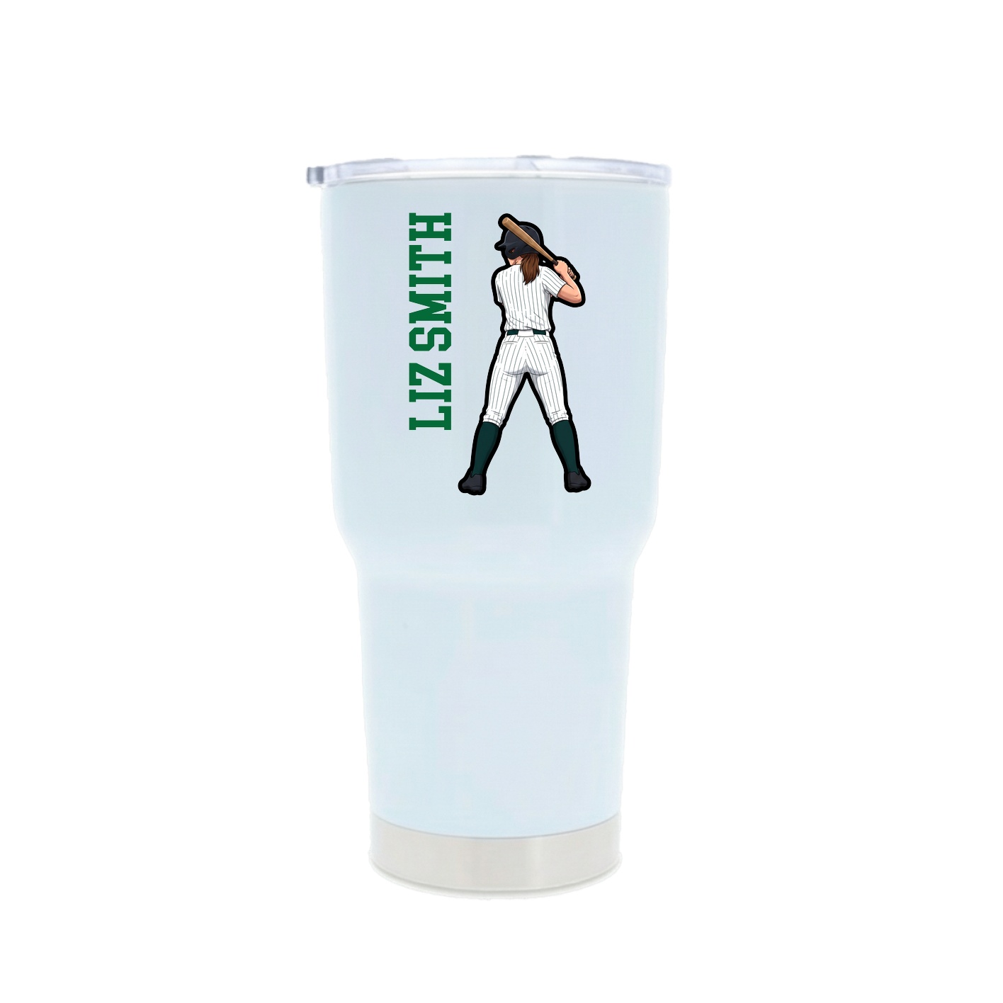 30oz Stainless Steel Tumbler — Name Vertical in White