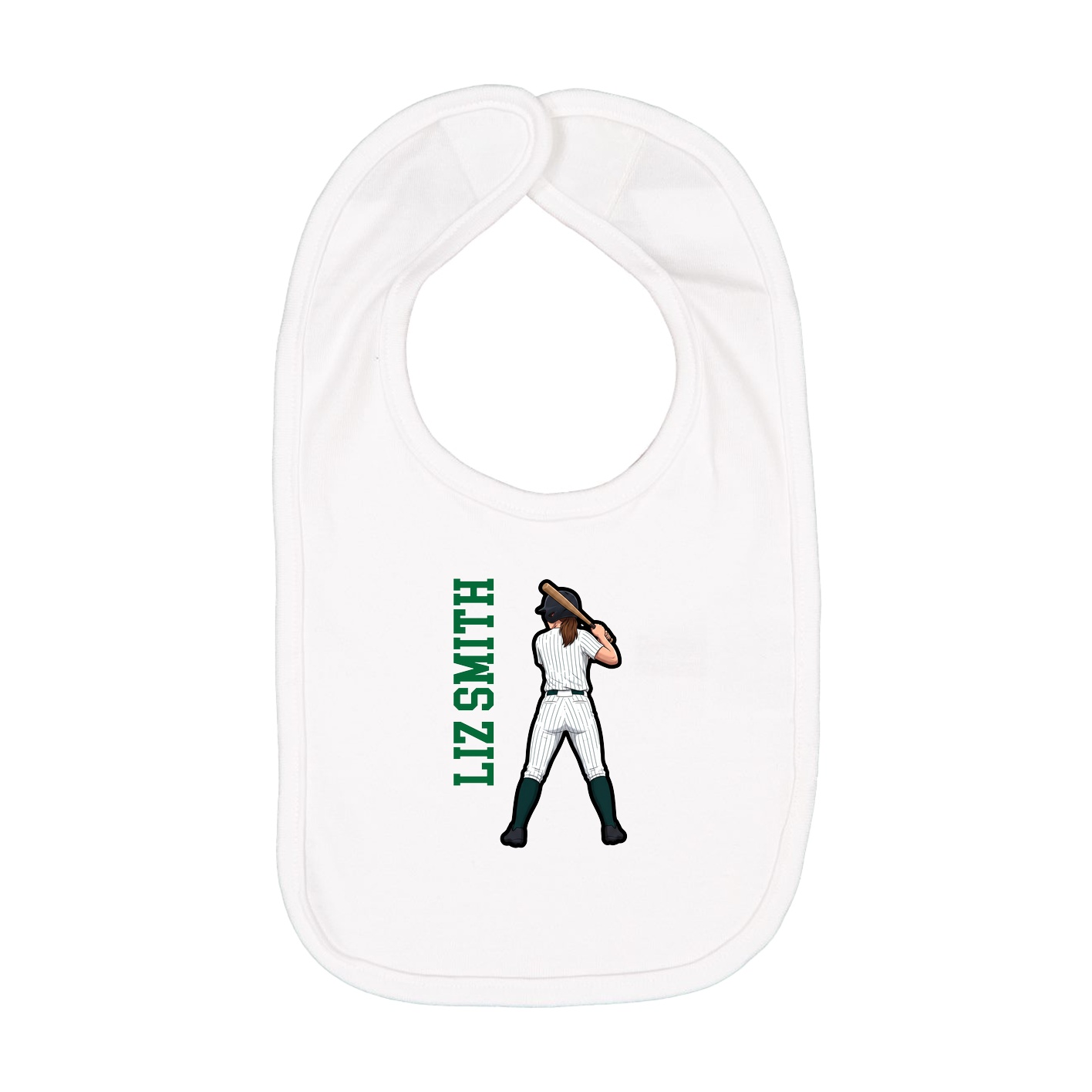Infant Bib — Name Vertical in White