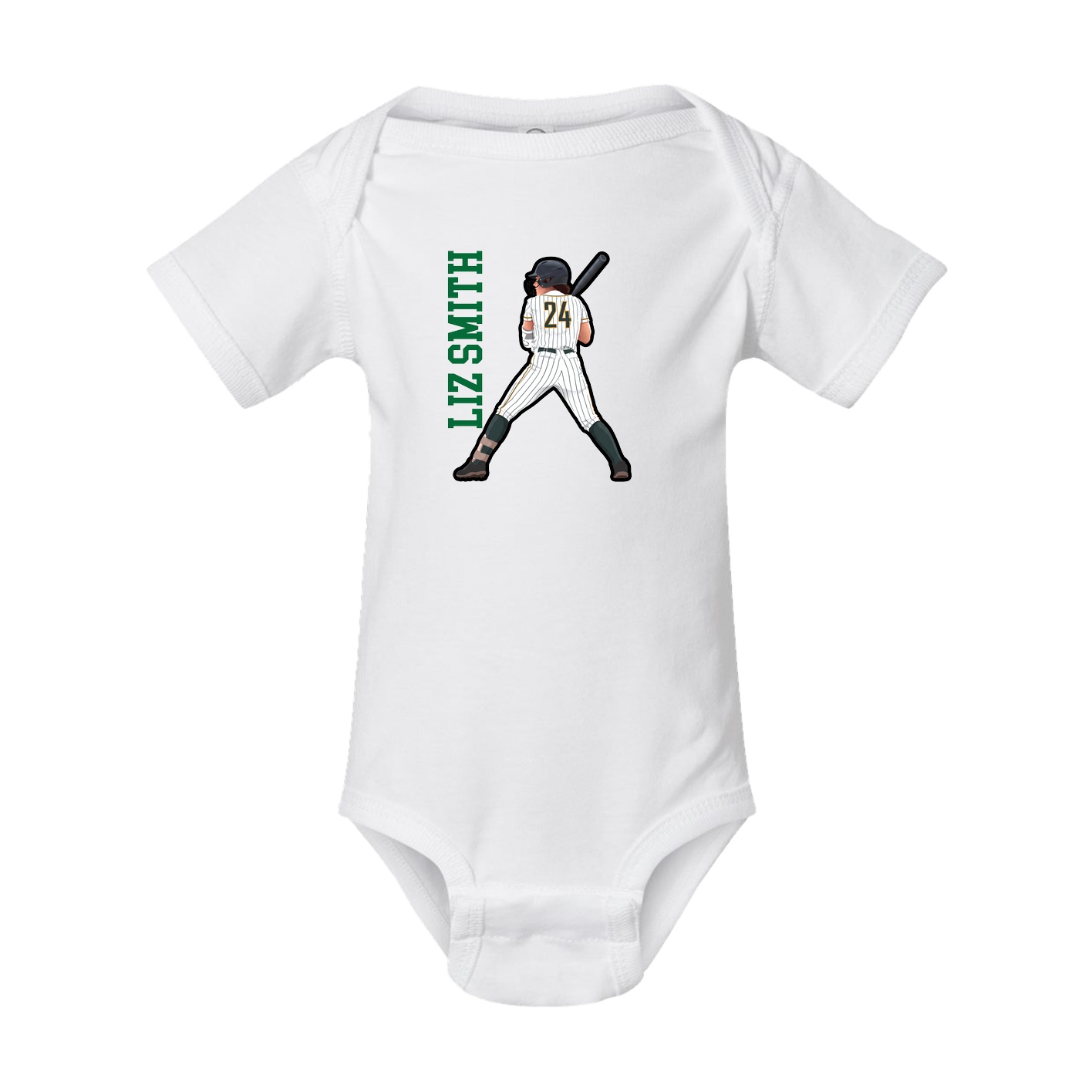Baby Onesie — Name Vertical in White