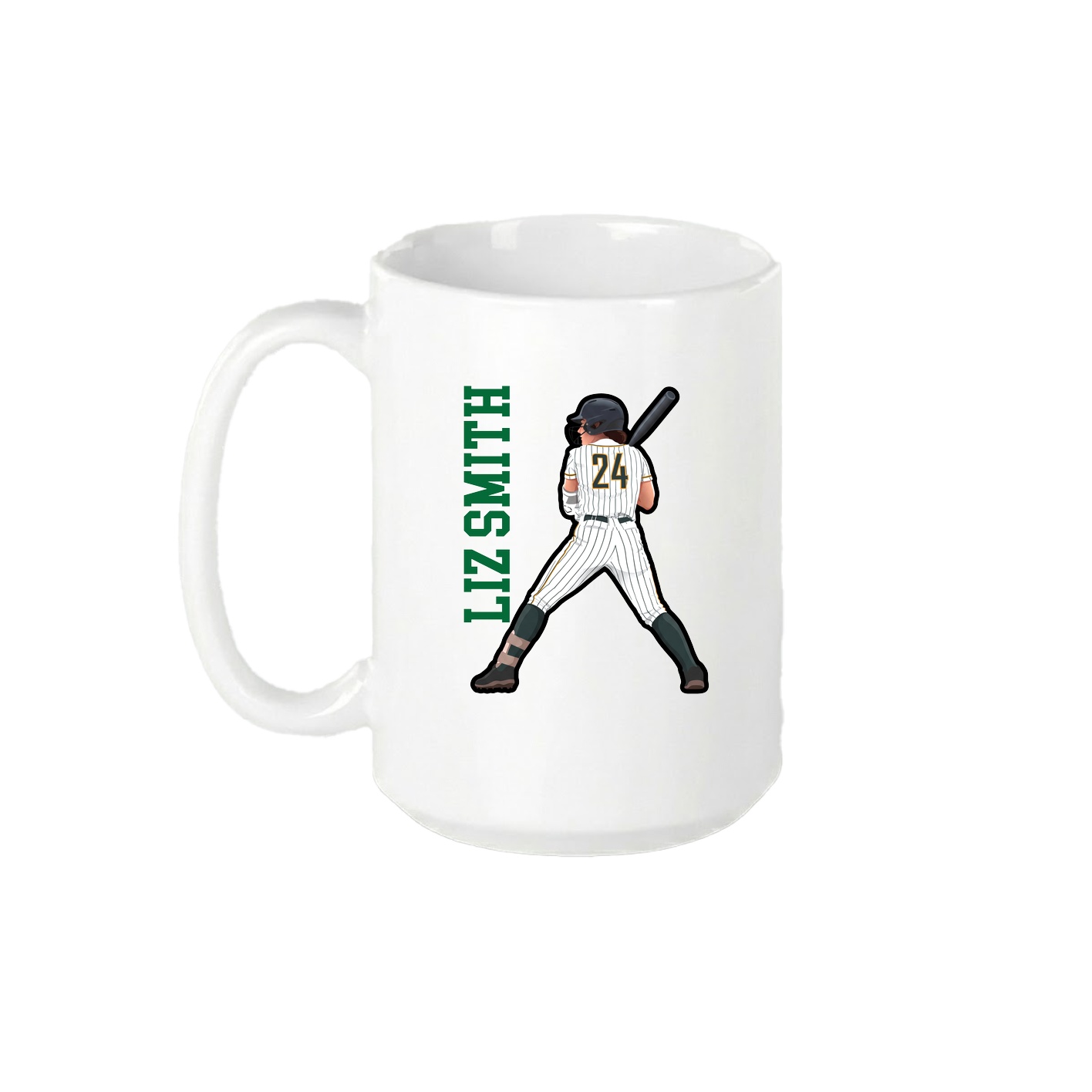 15oz Coffee Mug — Name Vertical in White