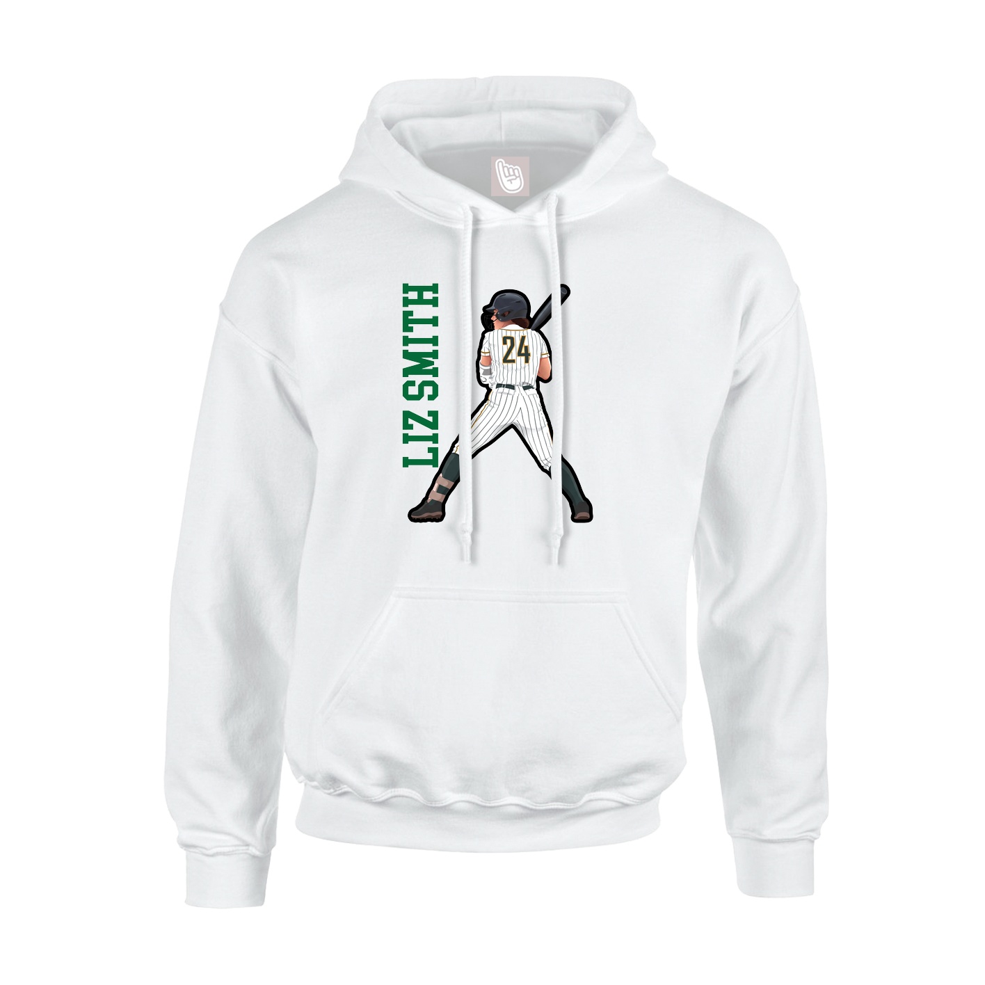 Hoodie — Name Vertical in White