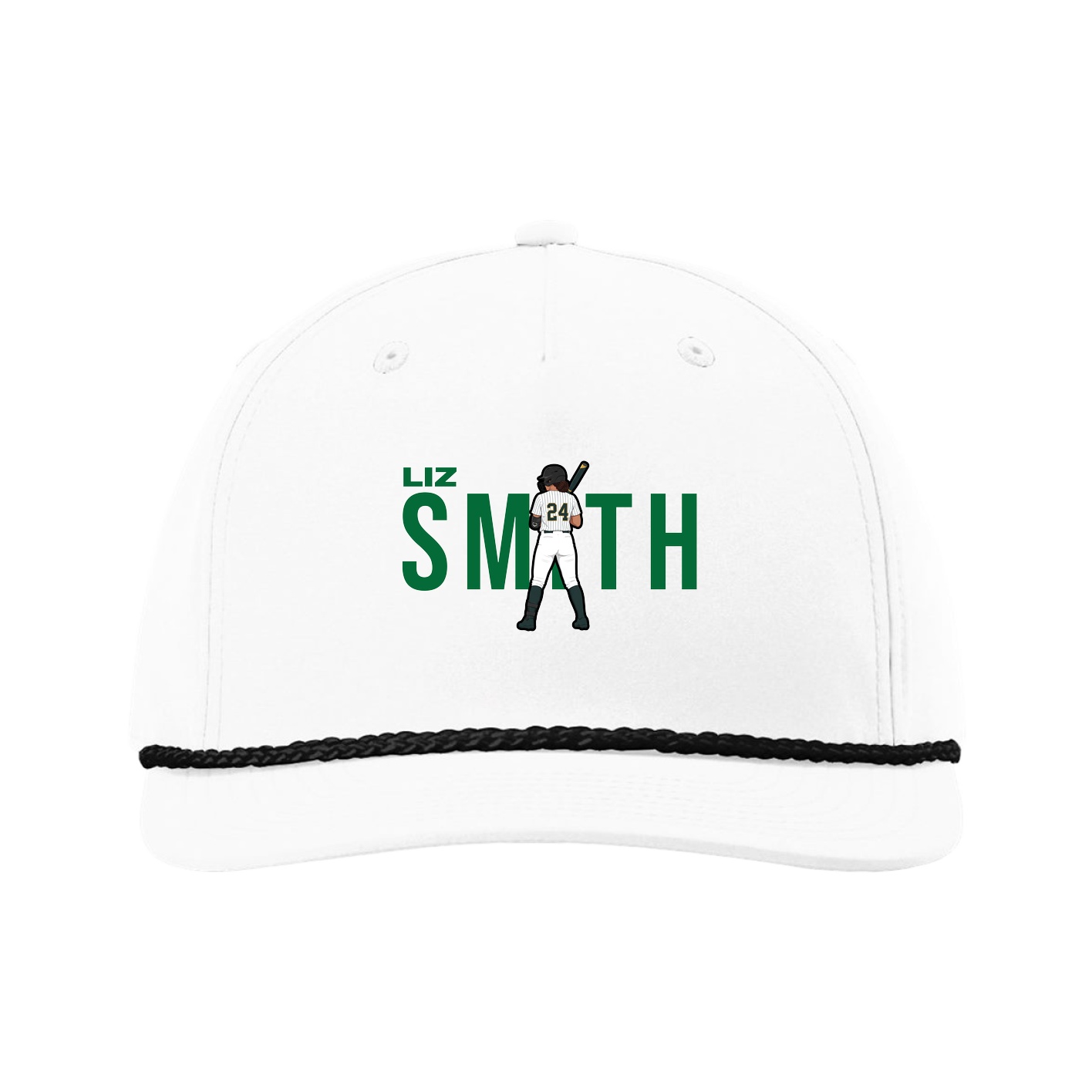 Five-Panel Classic Rope Cap — Player Name in White