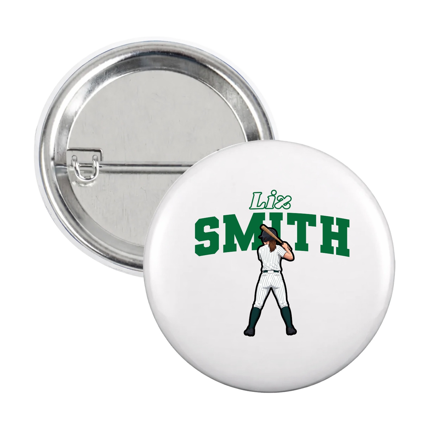 Game Day Button — Name Arch in White