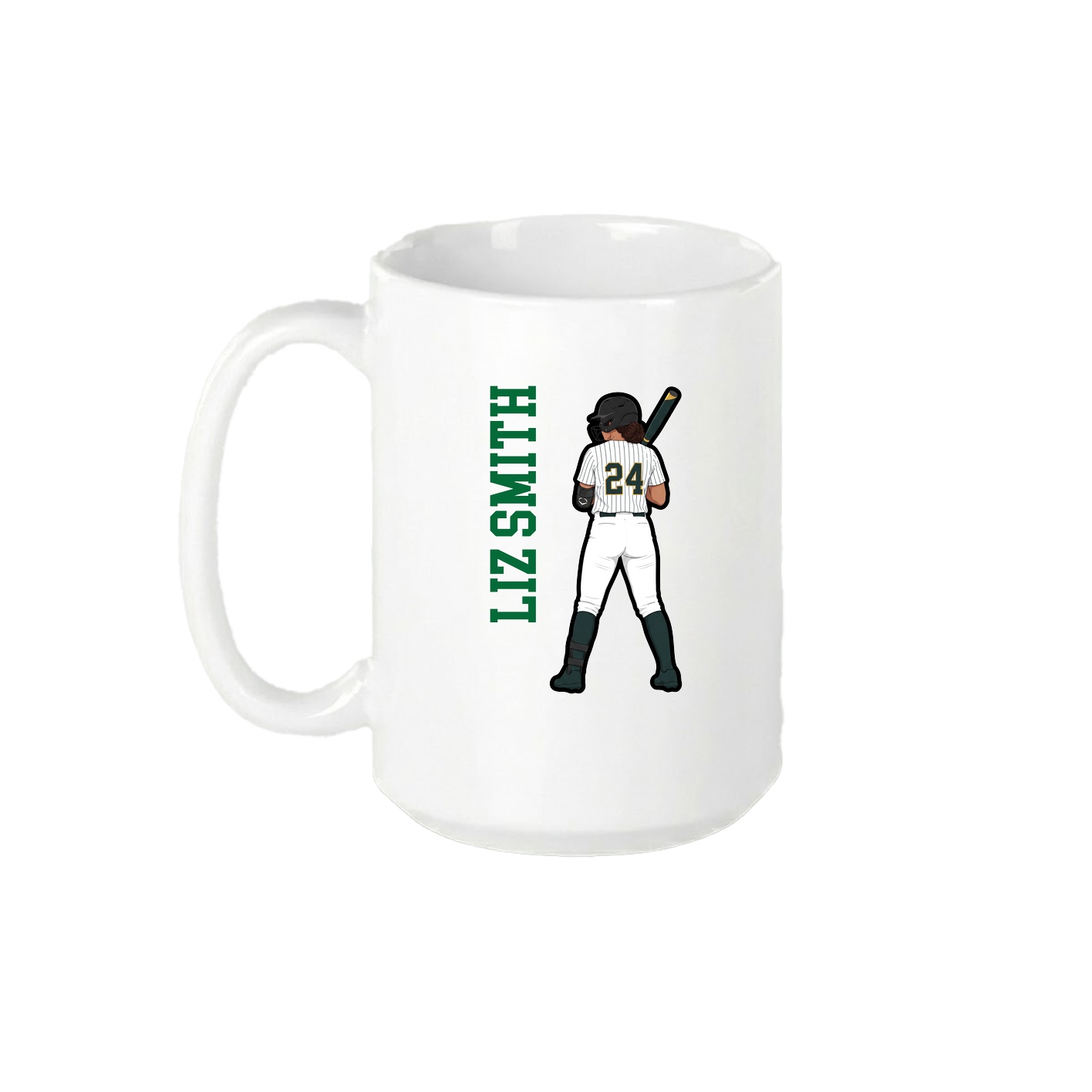 15oz Coffee Mug — Name Vertical in White