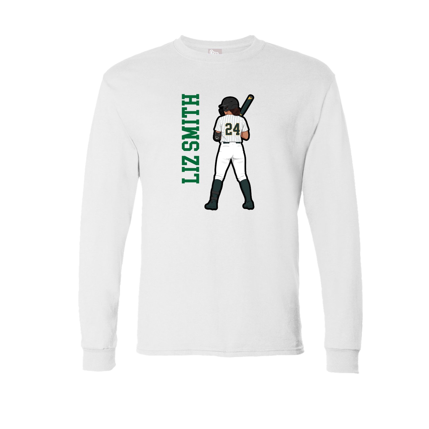 Long Sleeve Tee — Name Vertical in White
