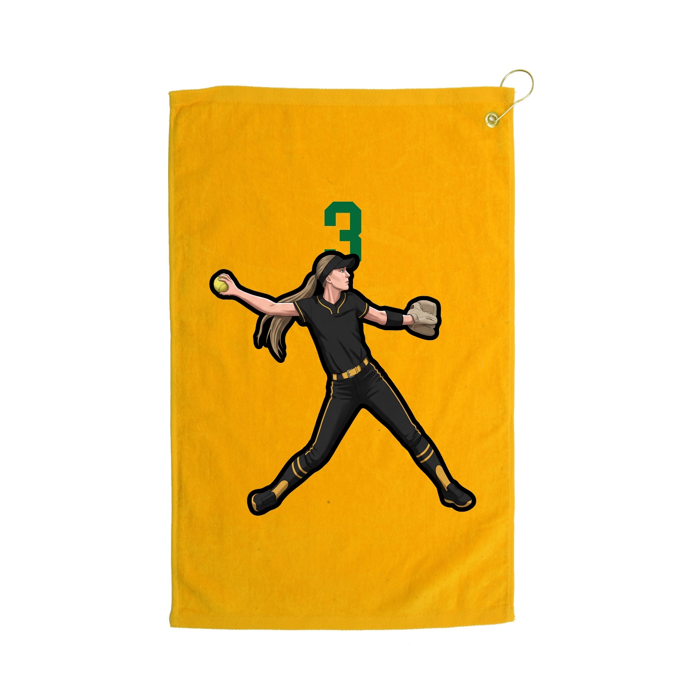 Golf Towel — Number Top in Gold