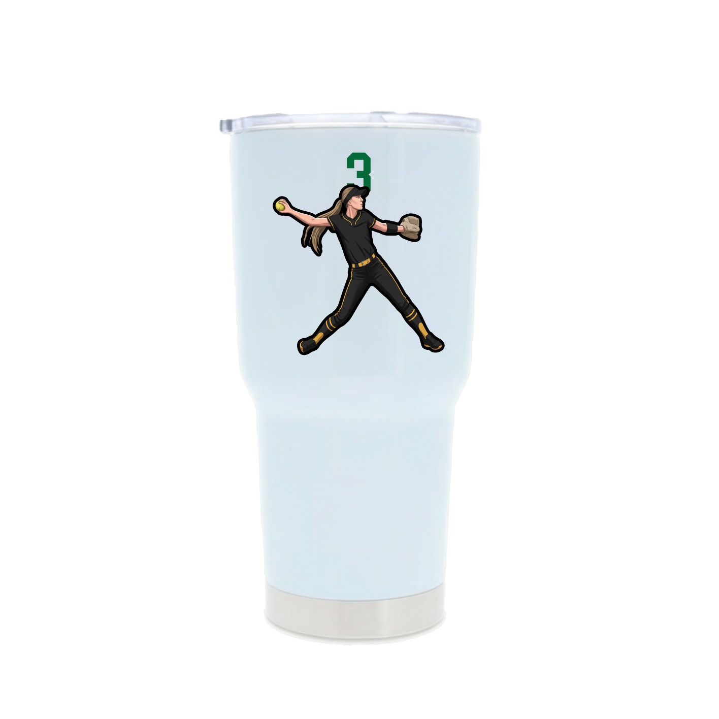 30oz Stainless Steel Tumbler — Number Top in White