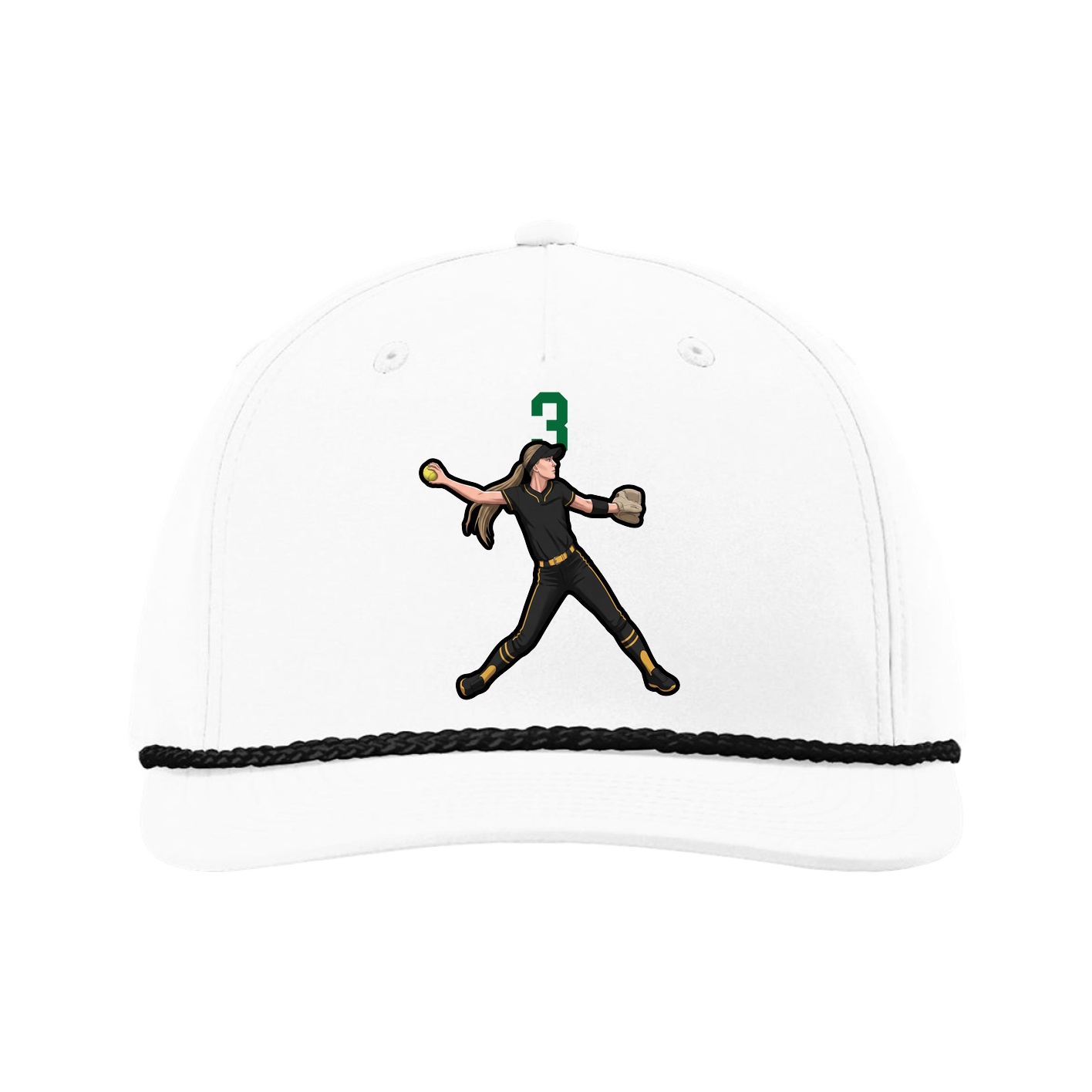 Five-Panel Classic Rope Cap — Number Top in White