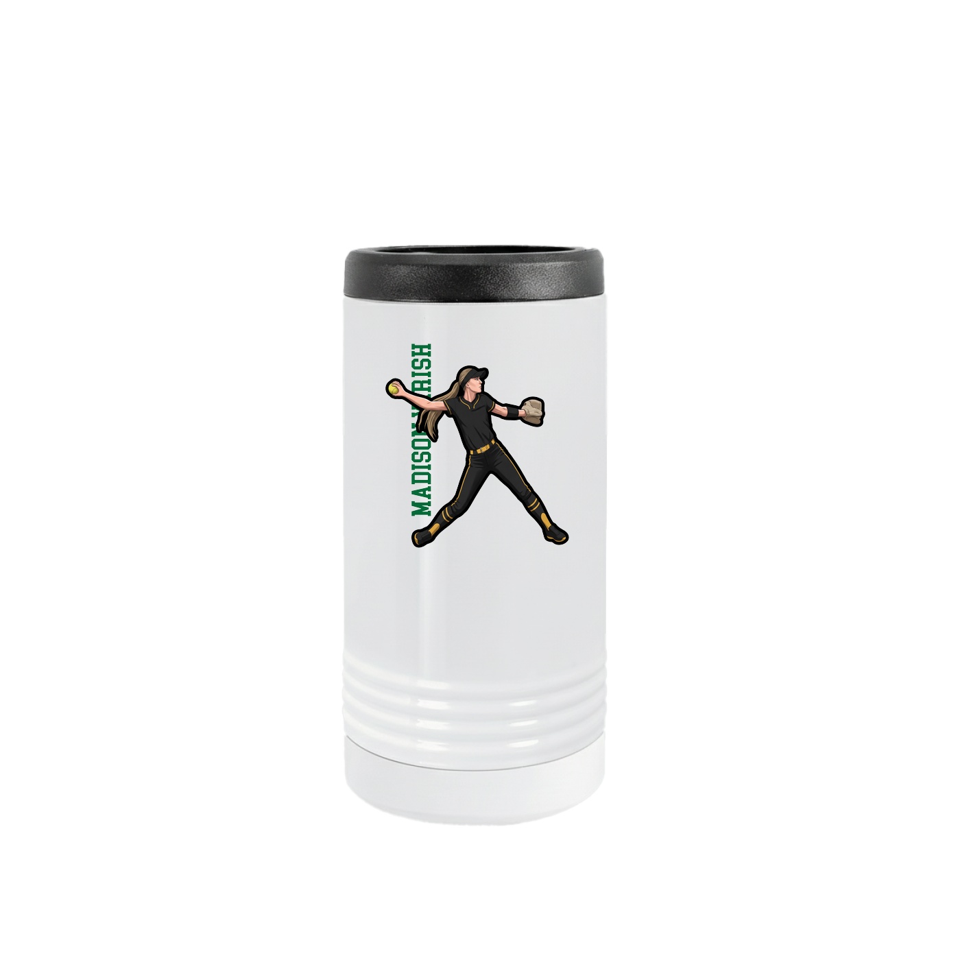 Slim Beverage Holder — Name Vertical in White
