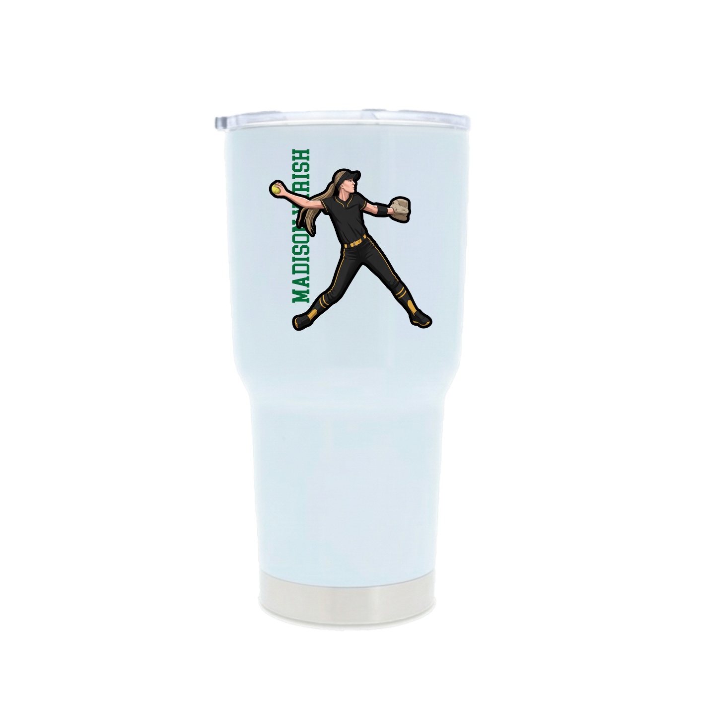 30oz Stainless Steel Tumbler — Name Vertical in White