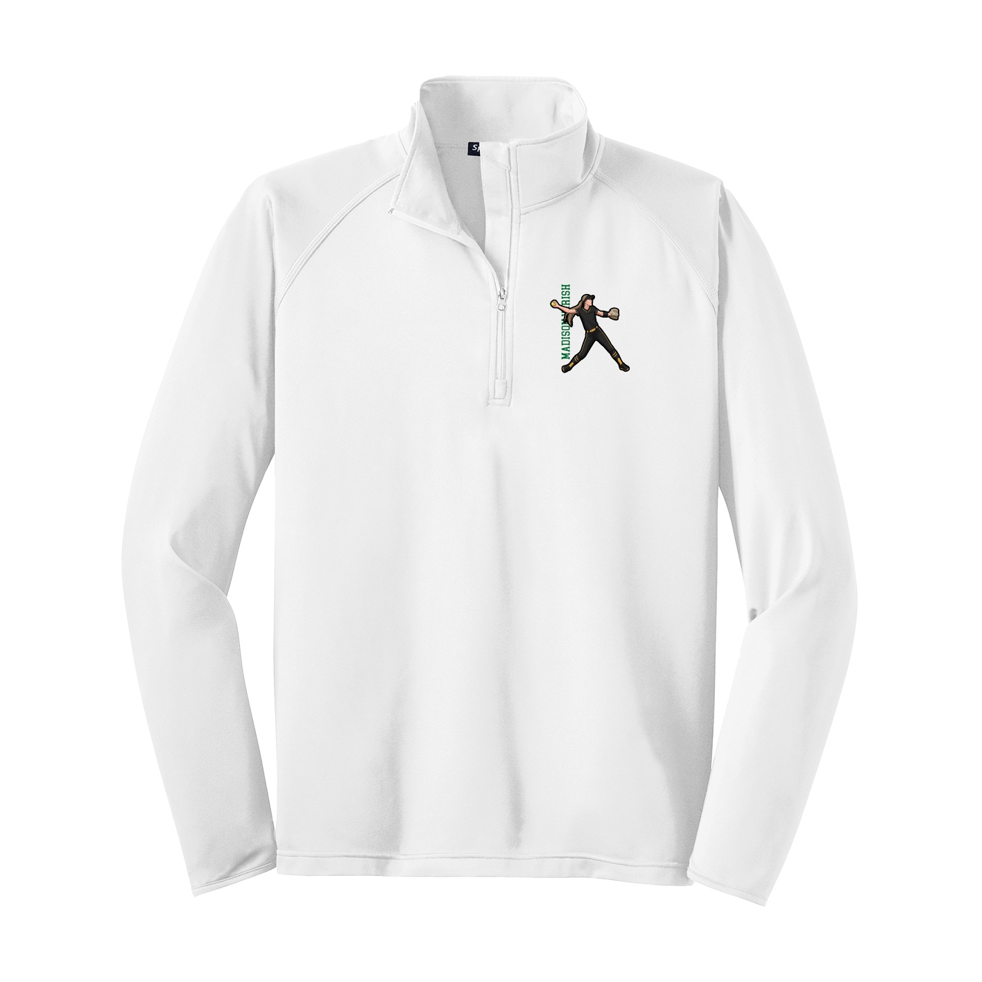Q-Zip Pullover — Name Vertical in White