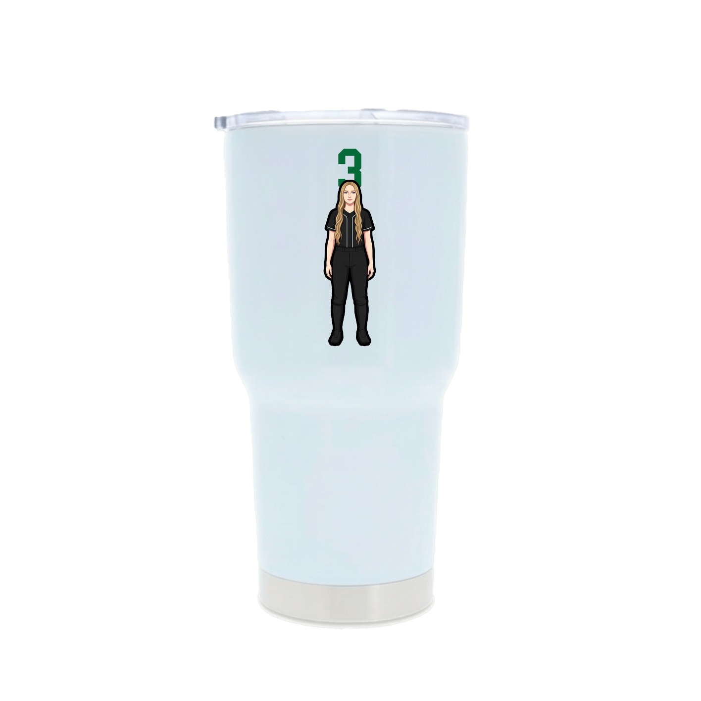 30oz Stainless Steel Tumbler — Number Top in White