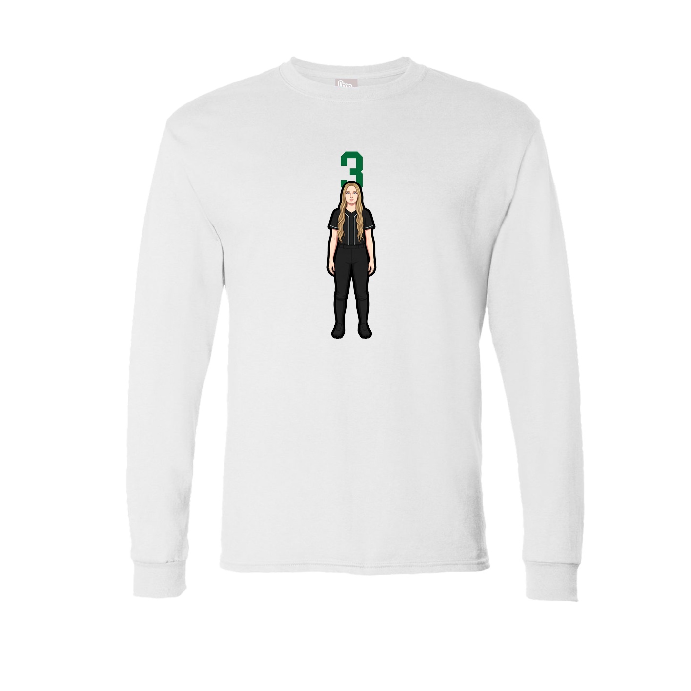 Long Sleeve Tee — Number Top in White