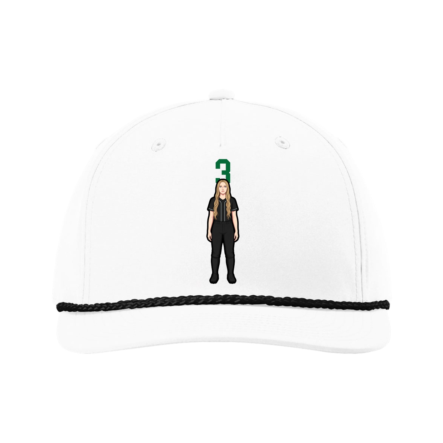 Five-Panel Classic Rope Cap — Number Top in White