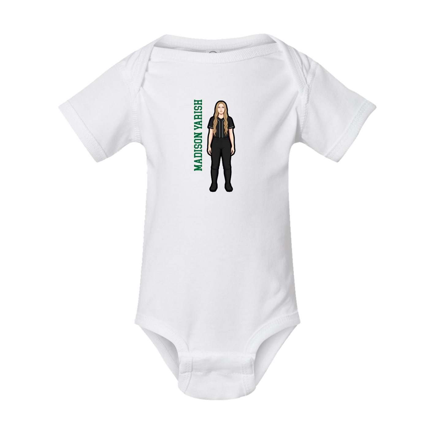 Baby Onesie — Name Vertical in White