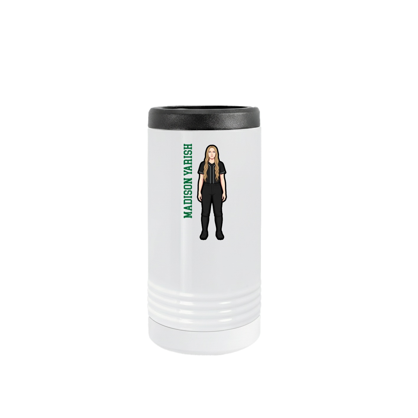 Slim Beverage Holder — Name Vertical in White