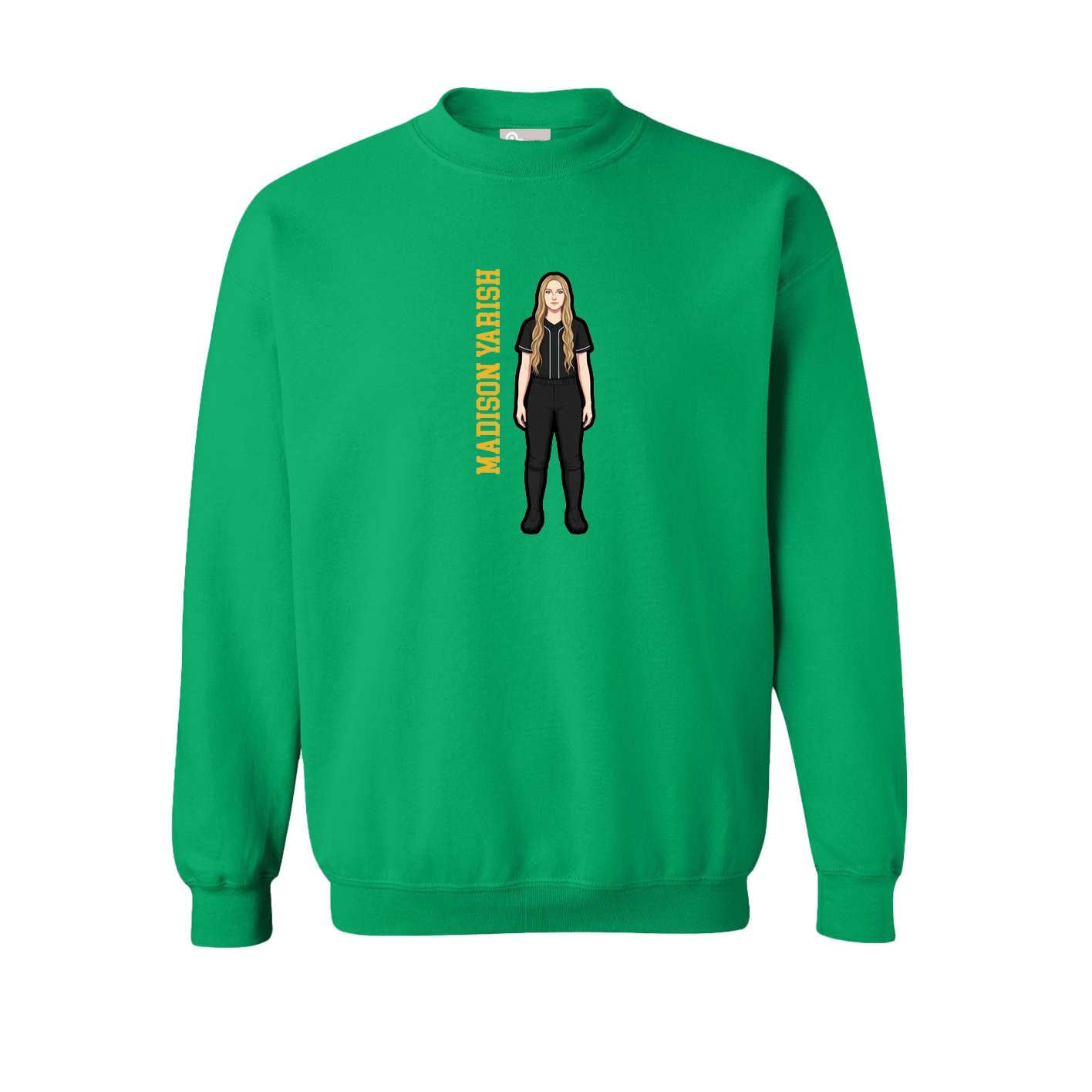 Fleece Crew — Name Vertical in Green