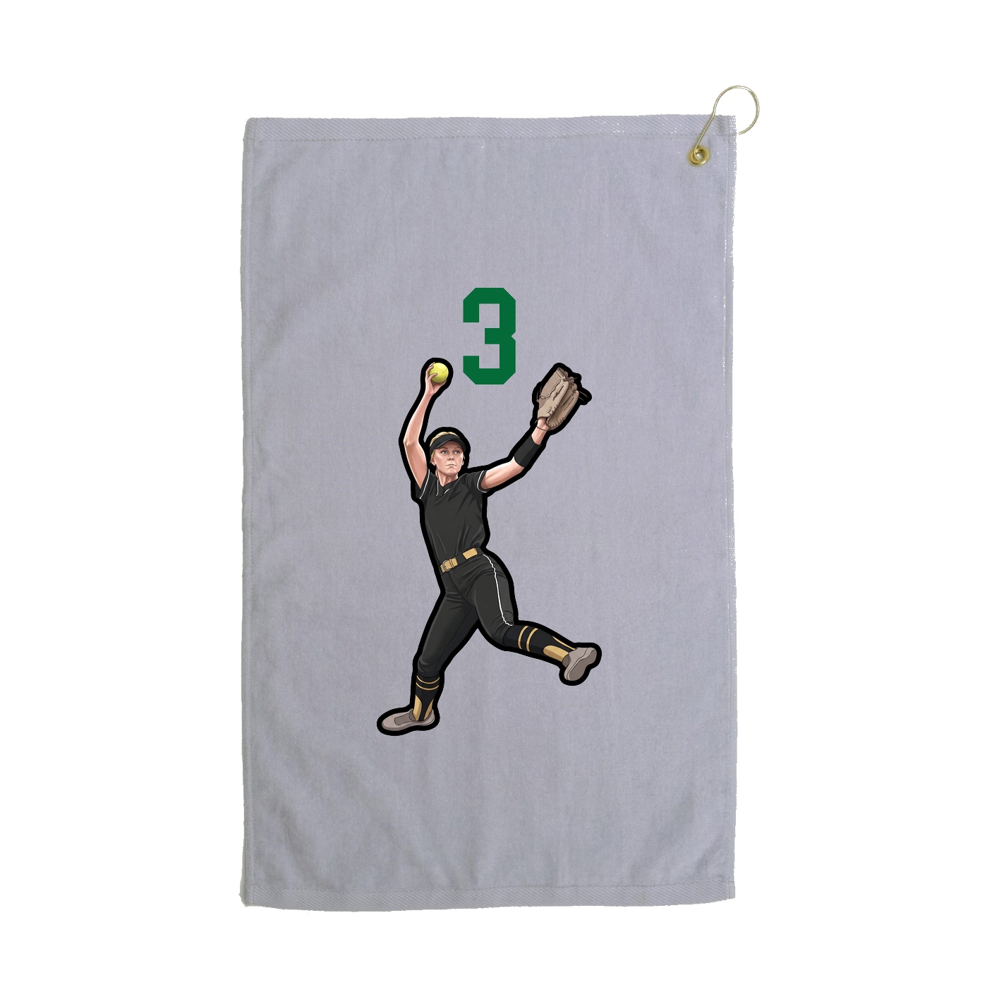 Golf Towel — Number Top in Grey