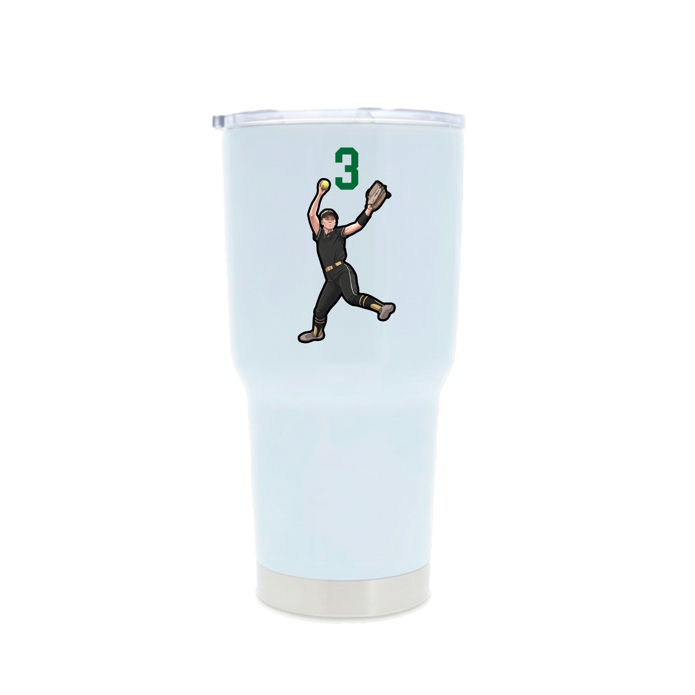 30oz Stainless Steel Tumbler — Number Top in White
