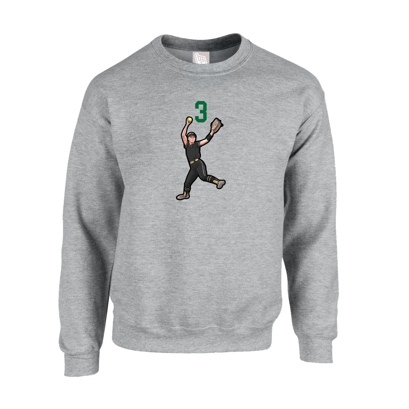 Fleece Crew — Number Top in Grey