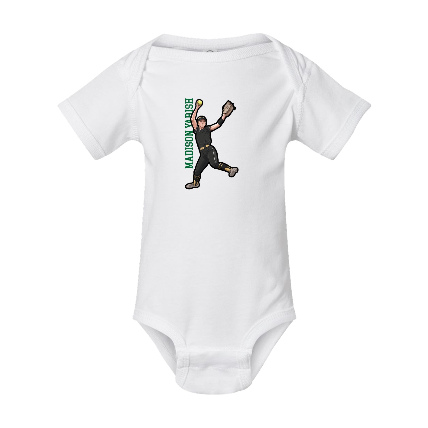 Baby Onesie — Name Vertical in White