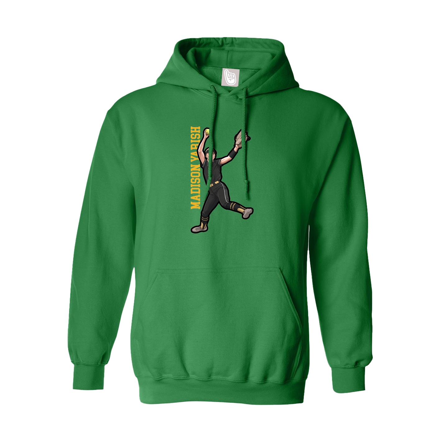 Youth Hoodie — Name Vertical in Green