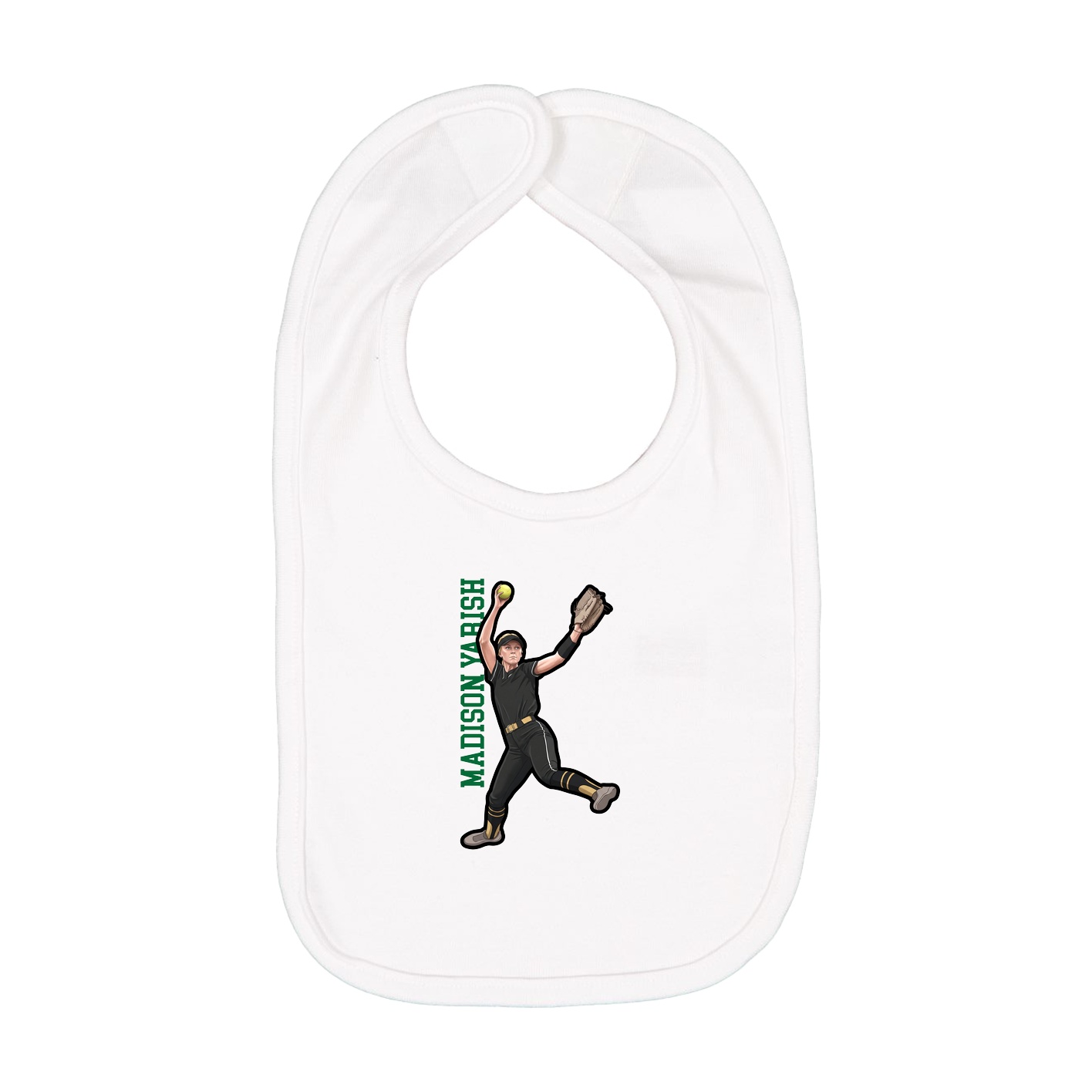 Infant Bib — Name Vertical in White