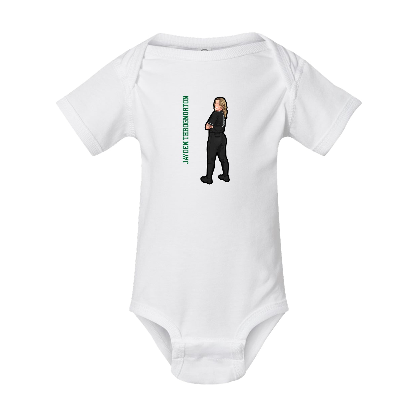Baby Onesie — Name Vertical in White