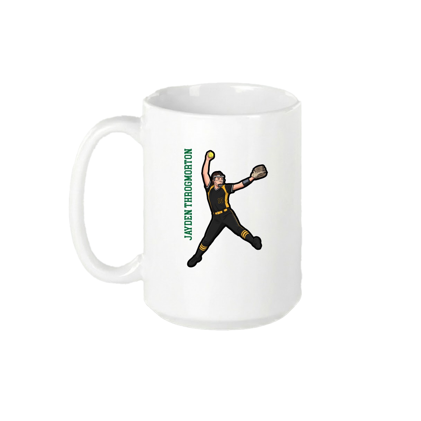 15oz Coffee Mug — Name Vertical in White