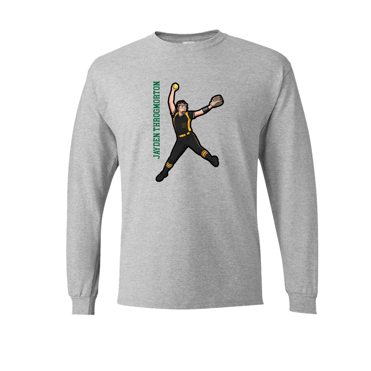 Long Sleeve Tee — Name Vertical in Grey
